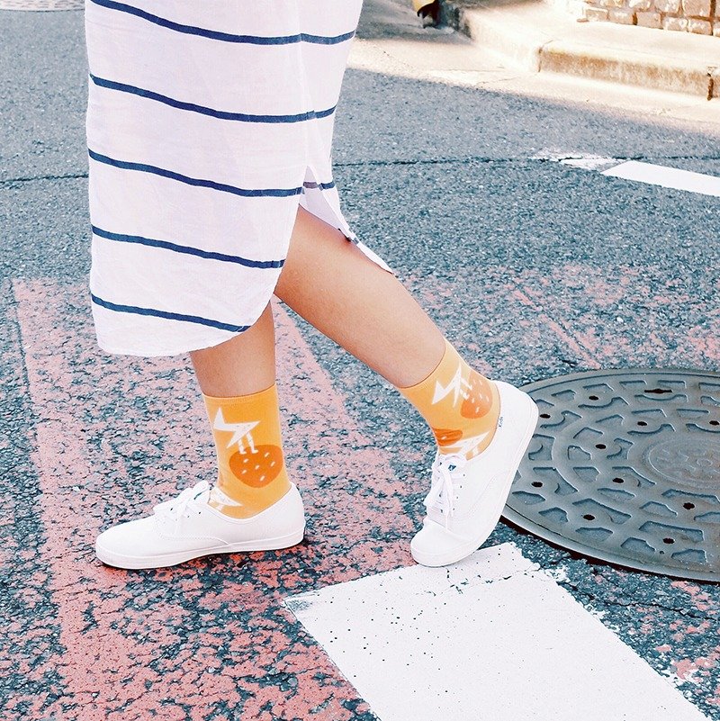 闪电橘子 / 右手超人袜 - 袜子 - 其他材质 橘色