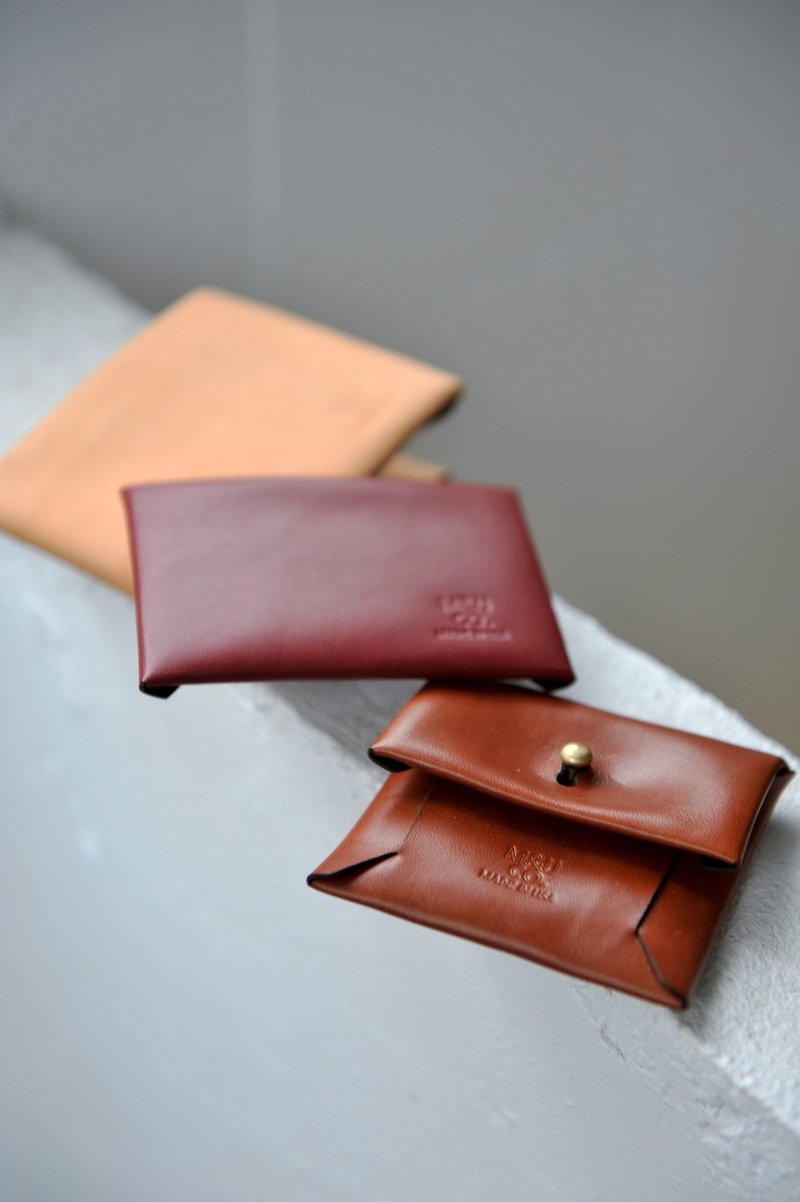 Maxx ＆ Unicorn Co. Card Sleeve 美国纽约独立品牌创新工艺皮具/卡夹/名片夹-酒红色 - 皮夹/钱包 - 真皮 红色