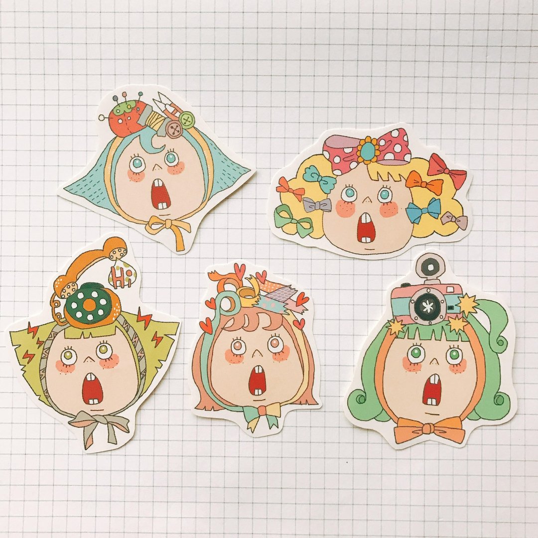 小杂物贴纸组5入 - 贴纸 - 纸 绿色