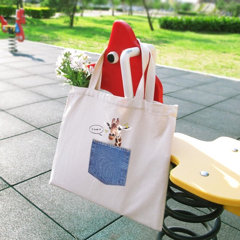 口袋宠物-长颈鹿 横式帆布袋 - 手拿包 - 其他材质 