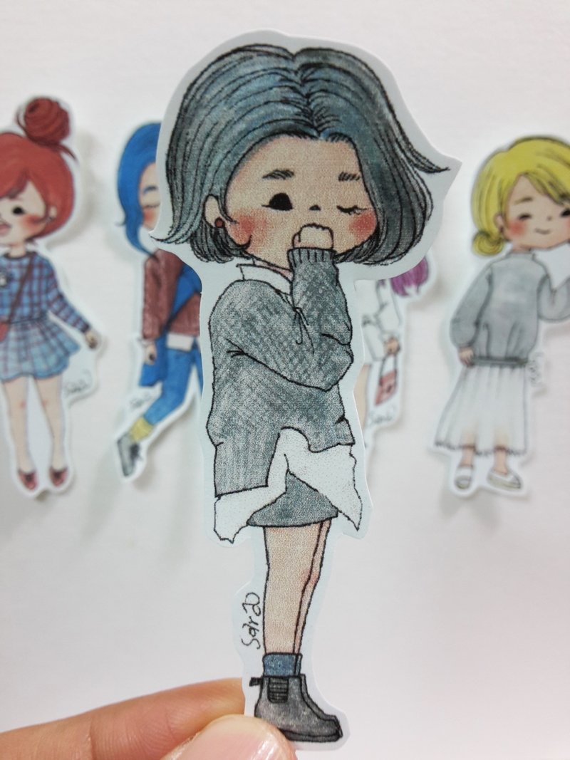 女孩们贴纸G组(五入一组) - 贴纸 - 纸 灰色