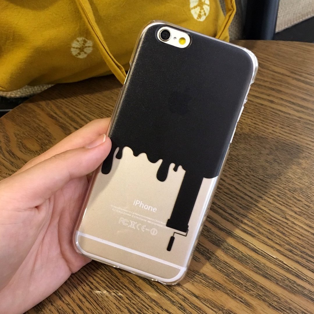 香港原创设计 黑色趣味油漆在墙上 iPhone X,  iPhone 8,  iPhone 8 Plus,  iPhone 7, iPhone 7 Plus, iphone 6/6S , iphone 6/6S PLUS, Samsung Galaxy Note 7 透明手机壳 - 手机壳/手机套 - 塑料 黑色
