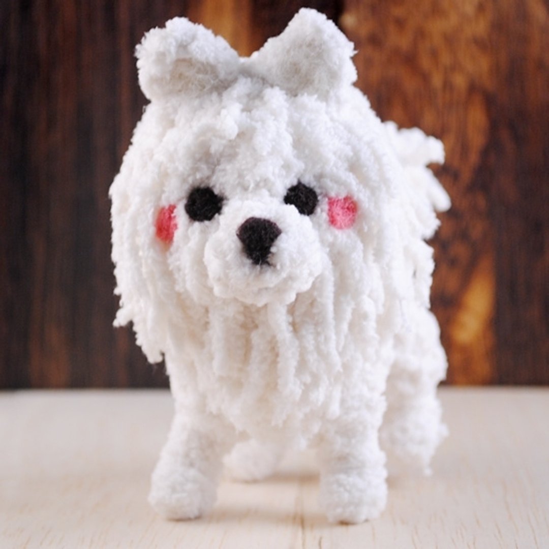 12cm 宠物分身【feiwa霏娃手作】 日本狐狸犬 宠物公仔(欢迎订做你的狗) Japanese Spitz - 项圈/牵绳 - 其他材质 白色