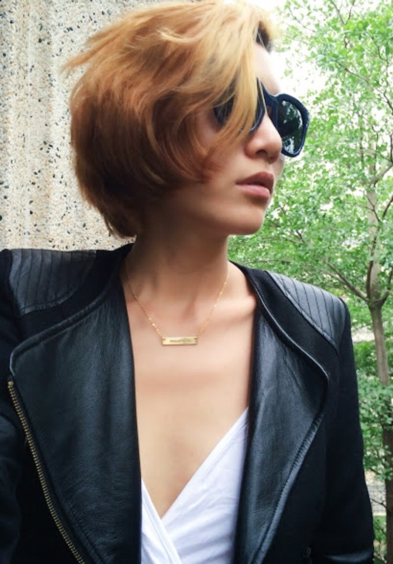 定制化::情人节,母亲节,生日礼物::欧美简约刻字幸运项链手工打印 - 项链 - 其他金属 金色