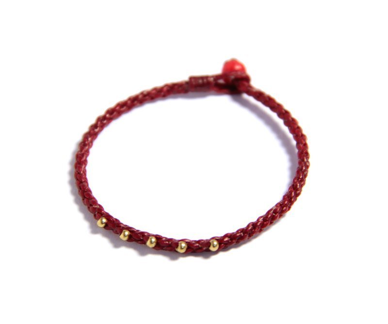 五星铜六股 蚕丝蜡线手环 - 手链/手环 - 其他金属 红色