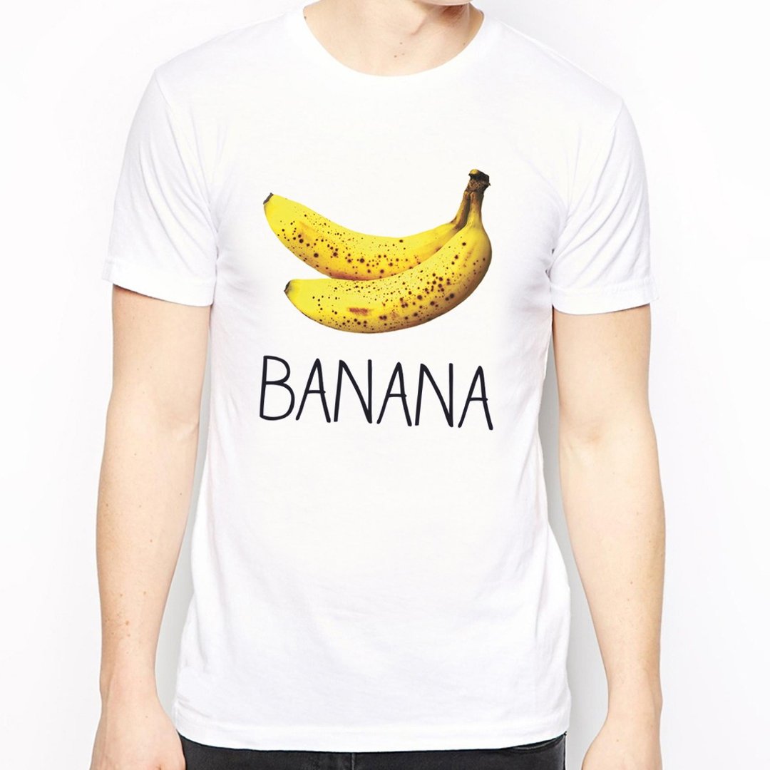 Banana-English短袖T恤-白色 香蕉 英文 文青 青新 水果 食物 设计 自创 品牌 - 男装上衣/T 恤 - 纸 白色