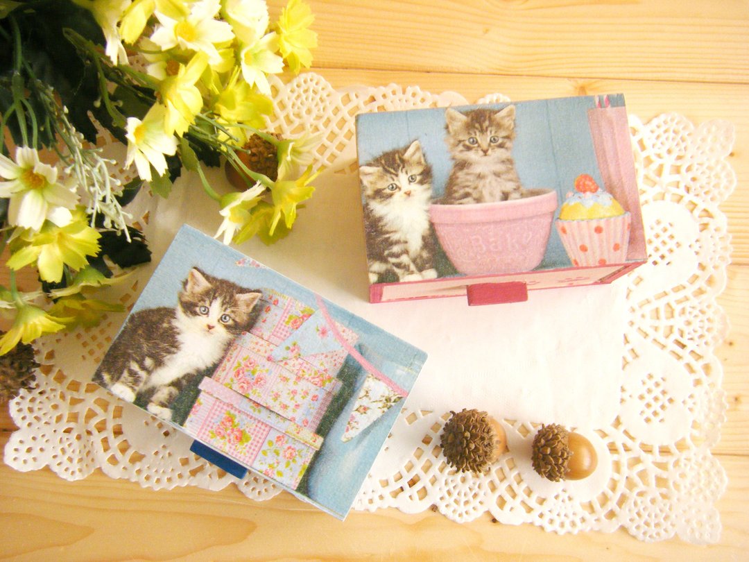 限量下午茶礼物猫咪收纳盒/小抽屉盒/猫胡须盒 - 收纳用品 - 木头 多色