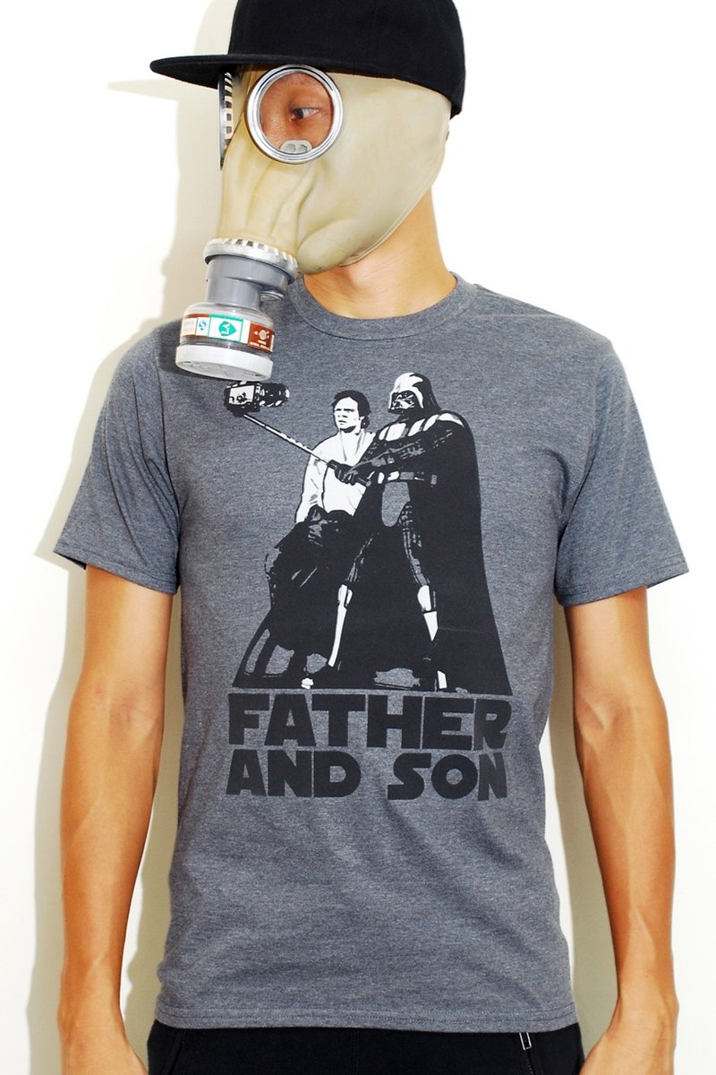 Star Wars Father and Son 100%纯棉灰色T恤 (Black Gold Label) - 中性连帽卫衣/T 恤 - 棉．麻 灰色
