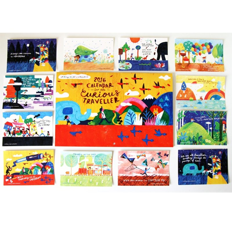 给好奇的旅人月历 + 旅行者明信片套装 - 卡片/明信片 - 纸 多色