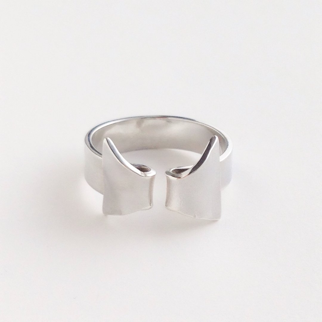 [Order production] ring / 950 silver ribbon / wing design ※ No. 7-13 (other size Negotiable) - 戒指 - 其他金属 