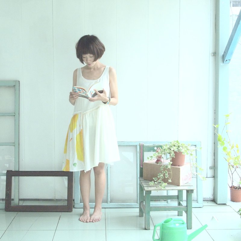 好日推好物/ 莱姆汽泡里的猫 /无袖洋装 - 洋装/连衣裙 - 其他材质 白色