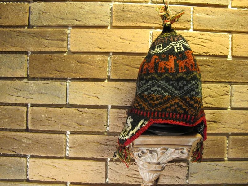 祕鲁Chullo 骆马毛 橘羊驼散步毛帽-黒 - 帽子 - 其他材质 黑色