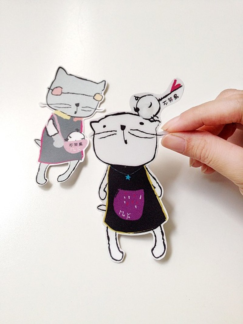 爱鸟的猫咪。防水贴纸 - 贴纸 - 防水材质 多色