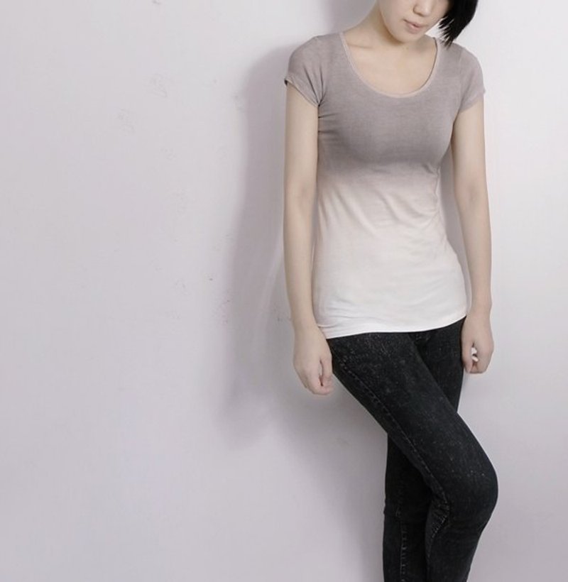 I . A . N Design 紫草渐层染-弹性有机棉T Organic Cotton S / M - 女装 T 恤 - 植物．花 白色