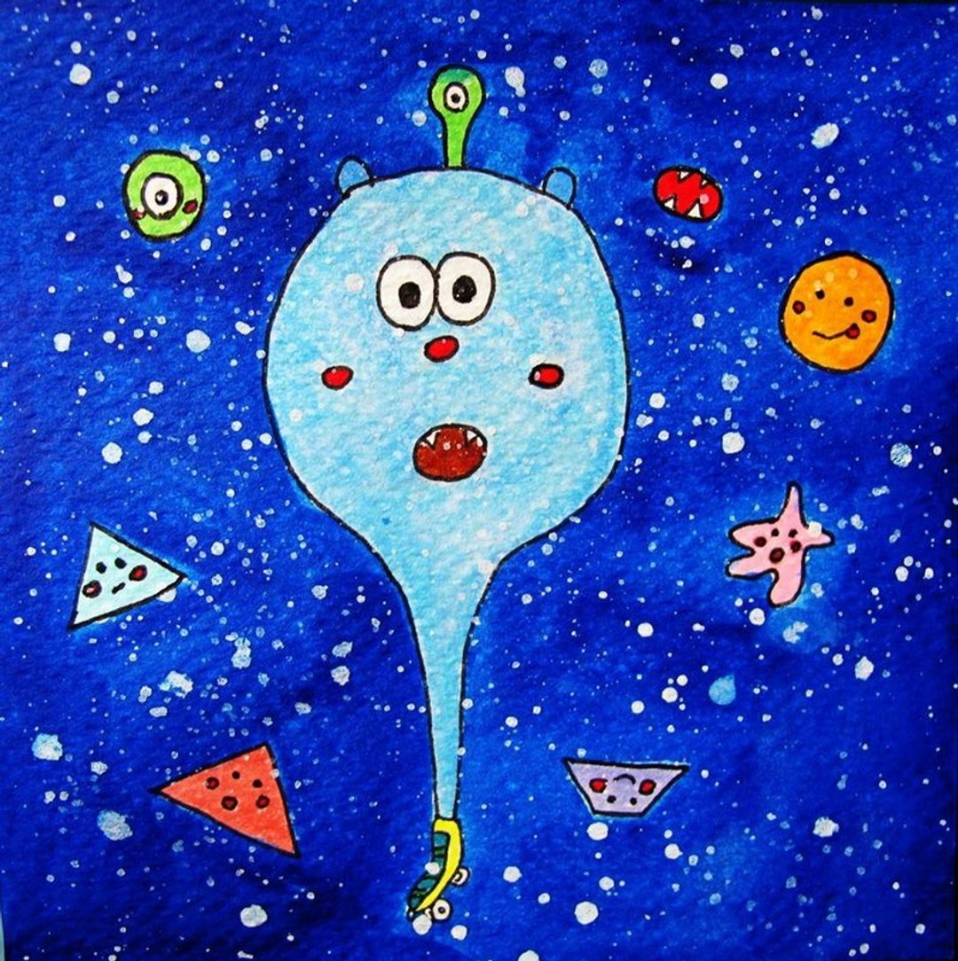 (Zoie Art)外太空的小怪兽 - 卡片/明信片 - 纸 蓝色