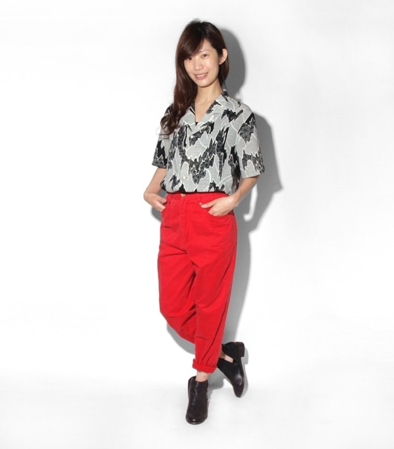 │moderato│俏皮古着感红裤子│微瑕│森林复古.女朋友.英伦复古 - 女装长裤 - 其他材质 红色