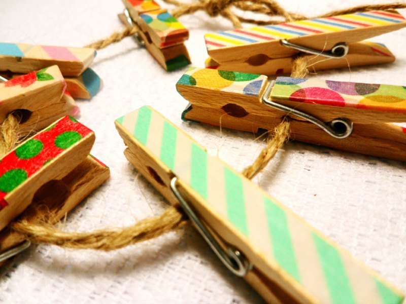 纸胶带创作｜唉?纸胶带也可以这样用之木夹子 - 其他 - 木头 多色