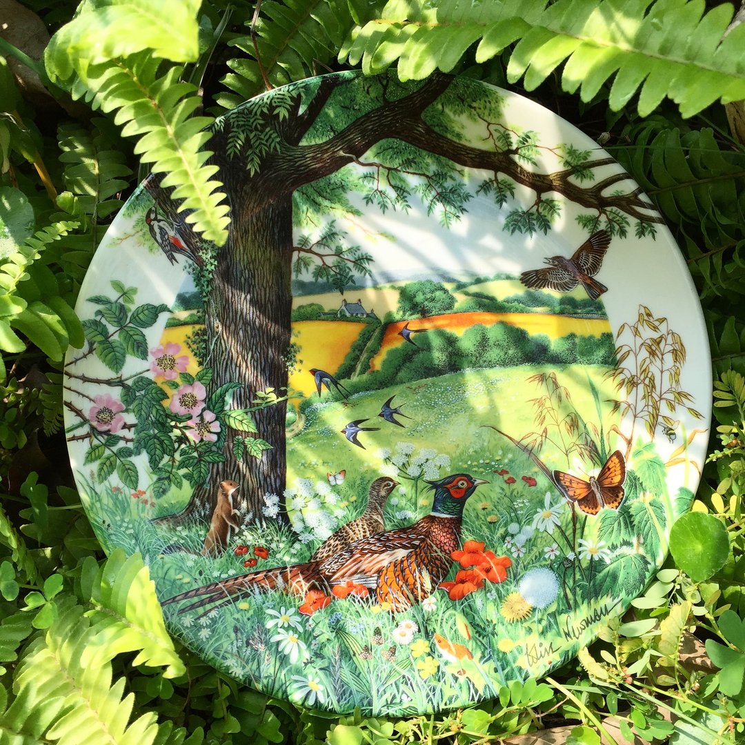英国制 Wedgwood 经典动物画限量版骨瓷装饰盘 (附盘架) - 浅碟/小碟子 - 其他材质 绿色