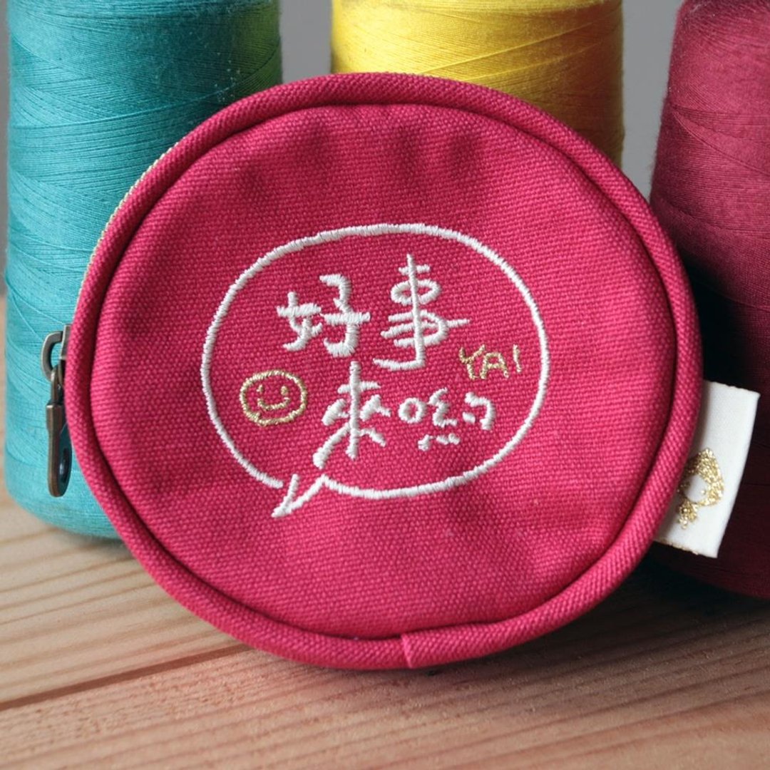 layoo 来哟│好事来哟/花样内里/台湾帆布/红 - 零钱包 - 其他材质 红色