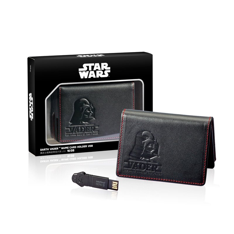 InfoThink STARWARS黑武士经典皮革名片夹USB 32GB - 名片架/名片座 - 真皮 黑色