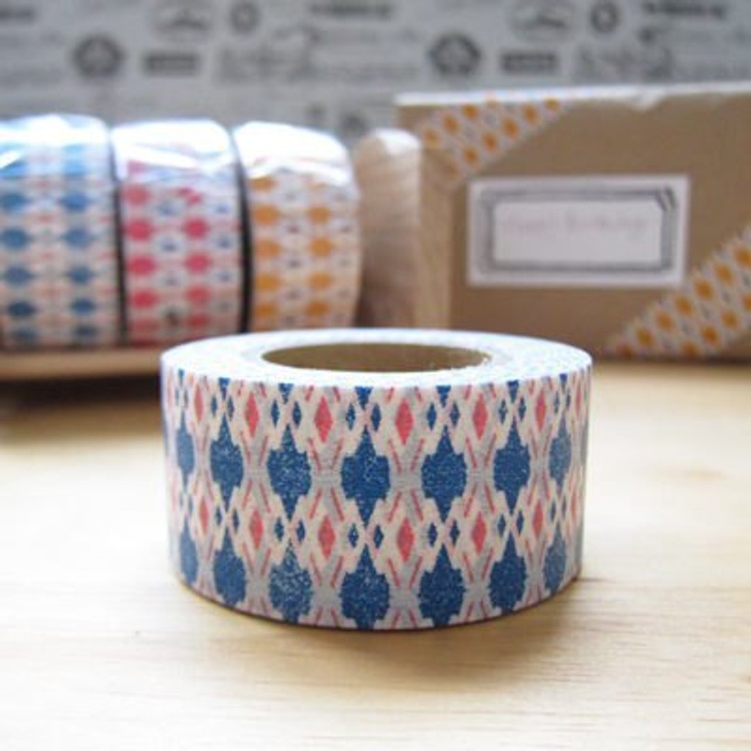 Marks Masking Tape MT和纸胶带 EBI系列2代 几何图腾(EBI-MKT2-BL) - 纸胶带 - 纸 蓝色