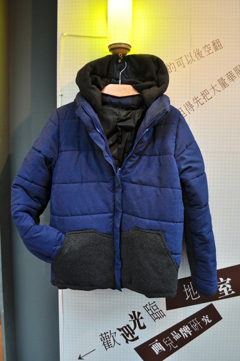 男朋友可以穿这么帅吗？耍帅噗棉泡泡外套 - 男装外套 - 其他材质 蓝色