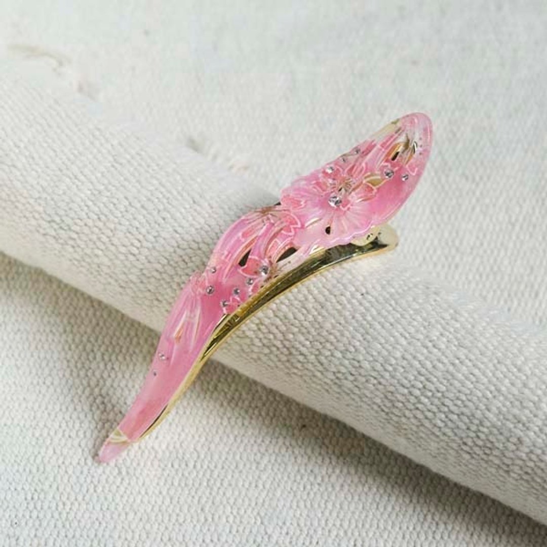 千樱花火,镂空镶钻,鸟嘴夹-粉 - 发饰 - 压克力 粉红色