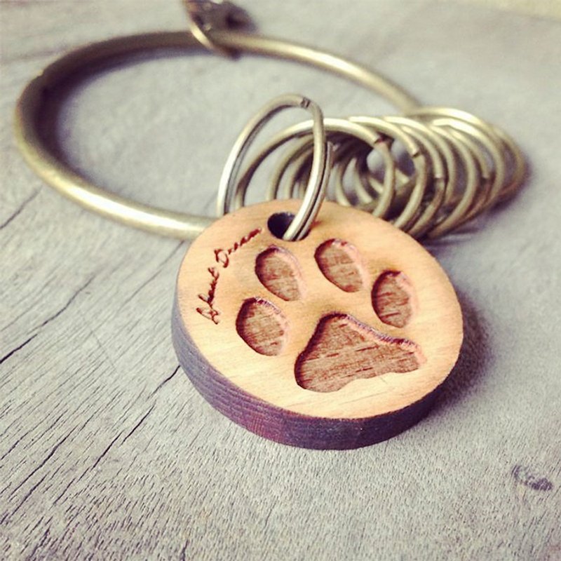 【疗愈系喵喵汪汪超萌肉球♥♥♥】山毛榉木设计款钥匙圈 - 钥匙链/钥匙包 - 木头 