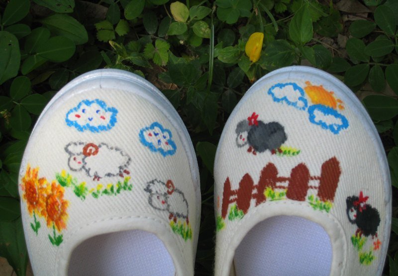 灰白小羊,草地跳栅栏+ 可爱的束口袋 - 其他 - 压克力 多色