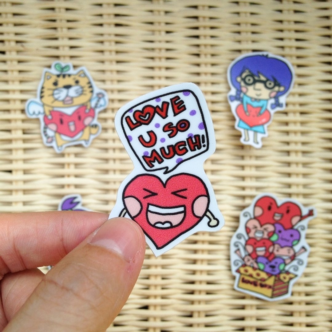 LeeP手绘贴纸-我爱你LOVE - 贴纸 - 纸 红色