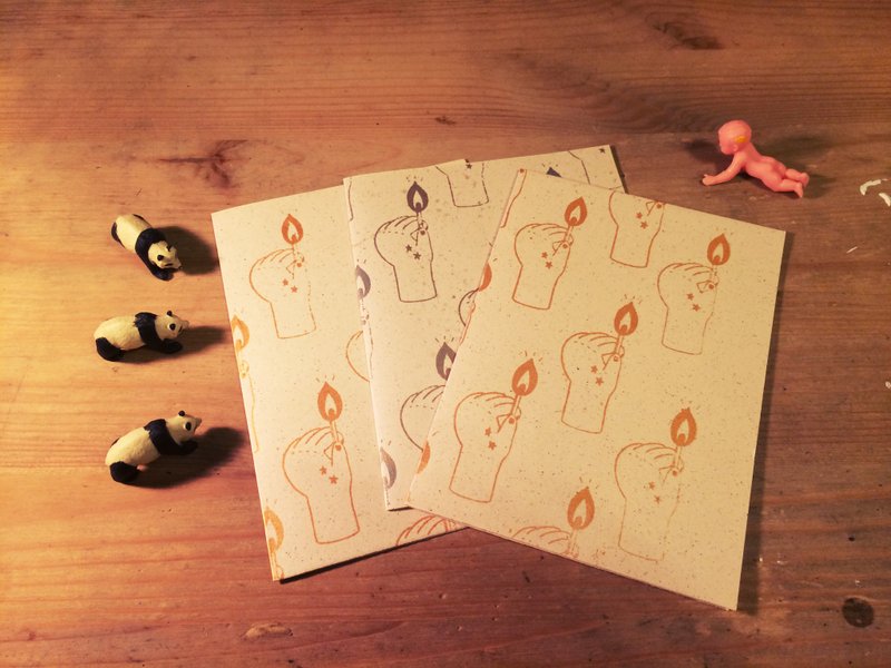 过去X未来多提无用 手工绢印 小火柴卡片/粉色 - 卡片/明信片 - 纸 橘色