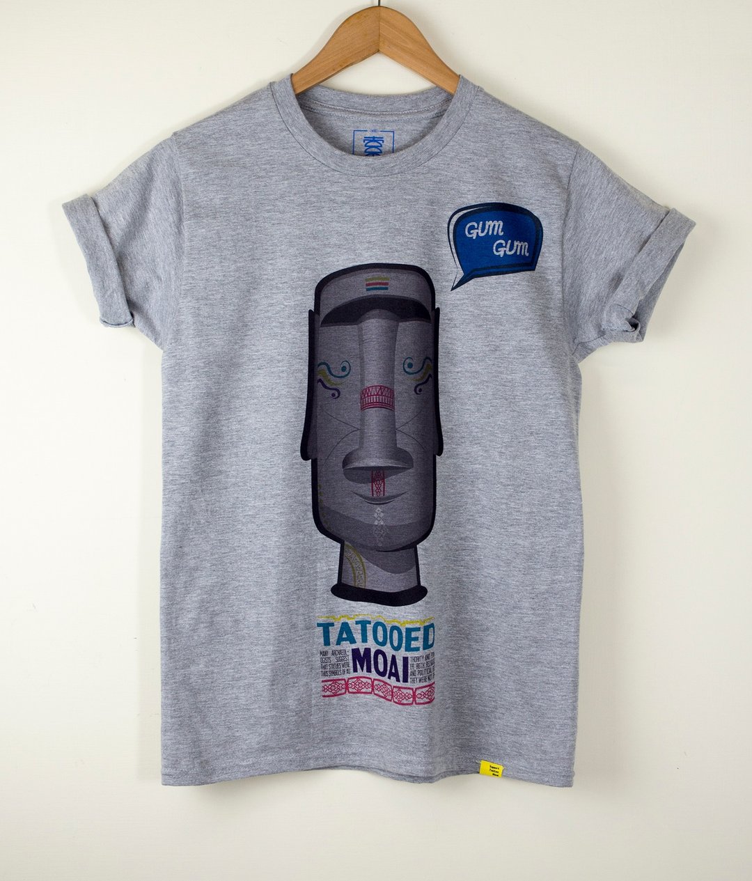 【大图直喷】刺青摩艾  复活节岛神像 潮T 时髦 短袖 图T T-Shirt - 女装 T 恤 - 棉 灰色