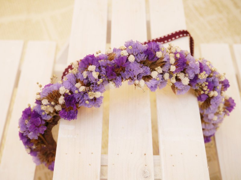 【Hydrangea Studio】ZAKKA 手作浪漫紫星辰干燥花圈 花环 花冠 婚纱 拍照 造型 - 植栽/盆栽 - 植物．花 