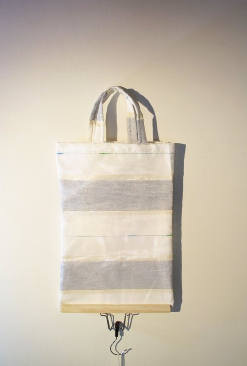 【Wahr】纺纱/白帆布 双层拼接 肩背包 - 侧背包/斜挎包 - 其他材质 白色