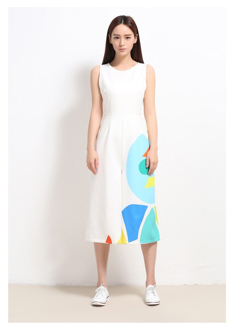 BUDU不渡几何印花阔腿连身裤 - 背带裤/连体裤 - 纸 多色