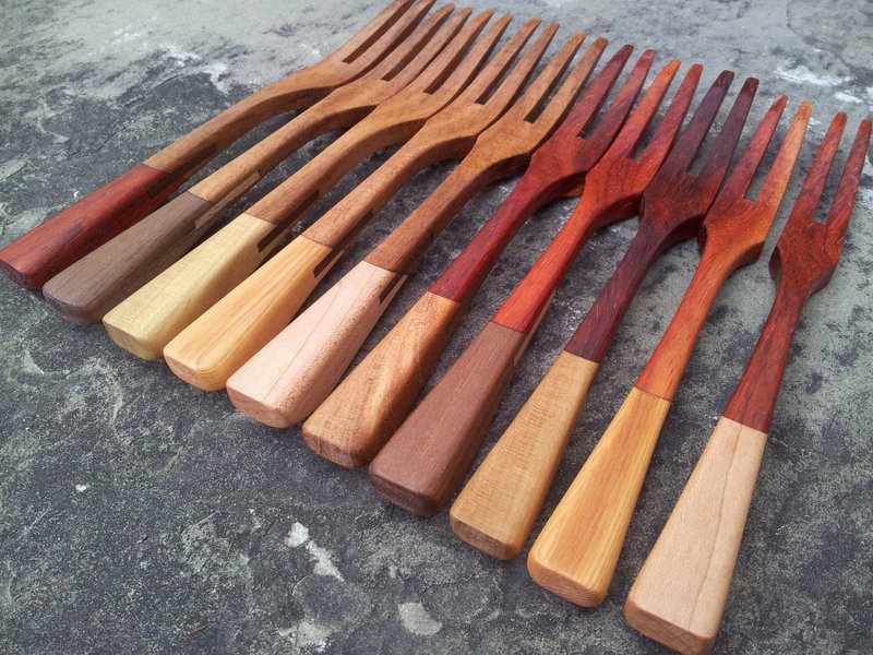 【original.木】双色好食-水果、点心叉 - 餐刀/叉/匙组合 - 木头 多色