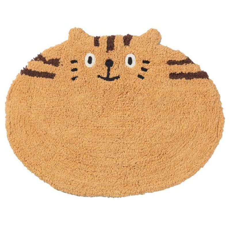 Tabby 咖啡条纹小花猫造型地垫 - 摆饰 - 棉．麻 咖啡色