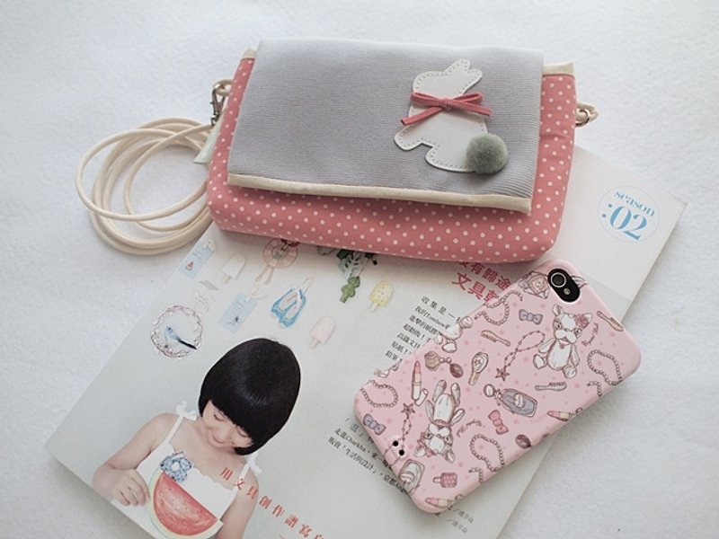 hairmo。草丛兔活动侧背手机包/ 行动电源器收纳袋-粉点 - 手机壳/手机套 - 其他材质 粉红色