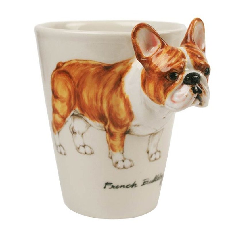 法斗【MSA法国斗牛犬马克杯】Blue Witch英国手绘杯 棕色French-Bulldog 陶瓷杯 - 咖啡杯/马克杯 - 其他材质 咖啡色