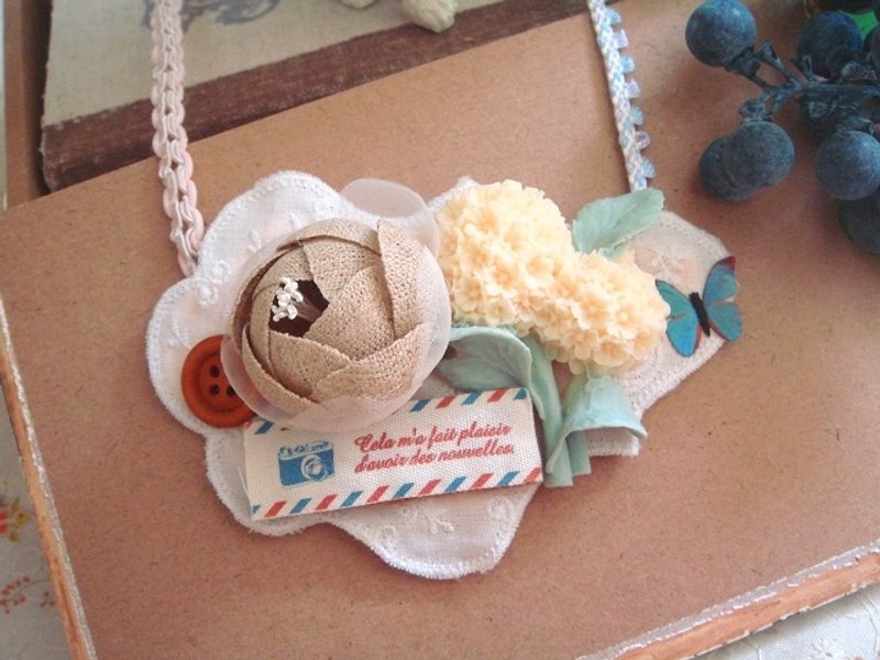 Garohands 绣球花物语蕾丝织带手感项链*米白绣球 A369 礼物 森林系 - 项链 - 其他材质 多色