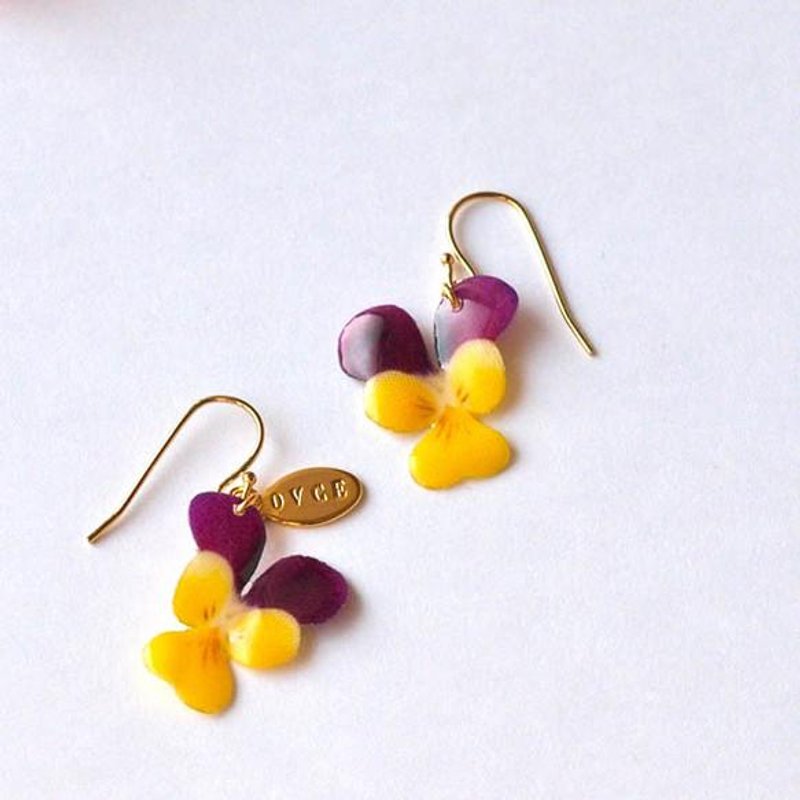 耳环 紫罗兰 Viola - 耳环/耳夹 - 其他金属 黄色