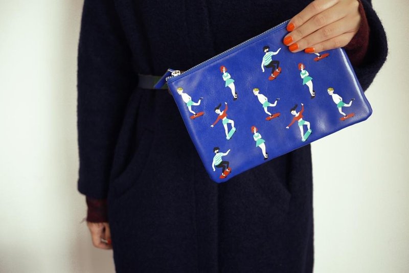 YIZISTORE运动系列印花收纳包 手拿包-滑板 - 手拿包 - 真皮 