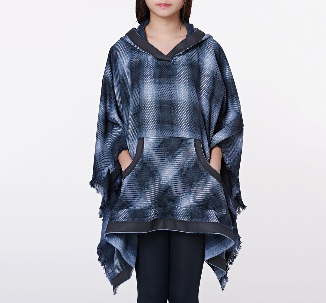 格纹内刷毛手工斗篷 灰格 - 女装休闲/机能外套 - 其他材质 灰色