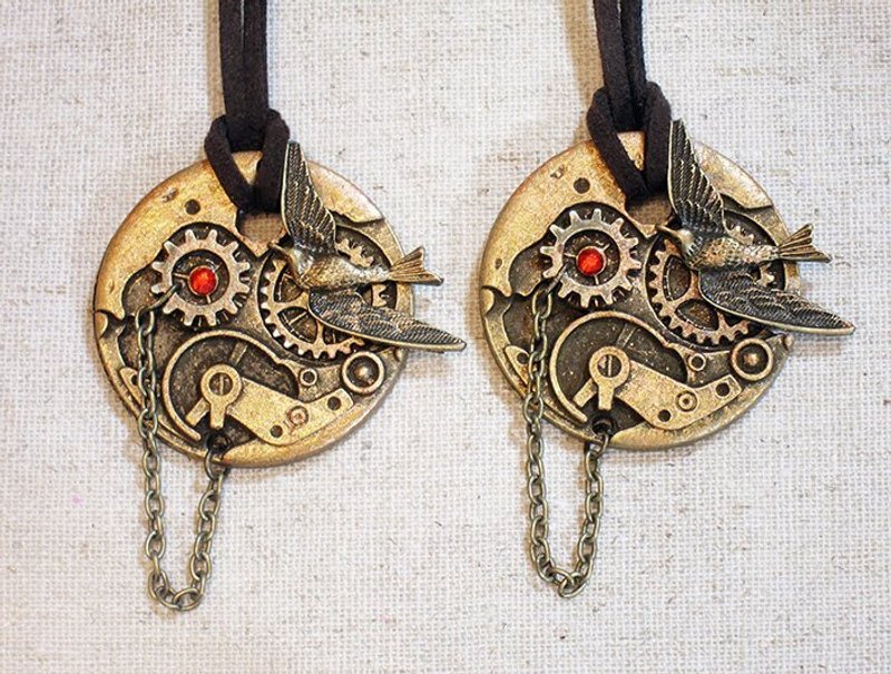 飞鸟与齿轮项炼_Steampunk - 项链 - 其他金属 咖啡色