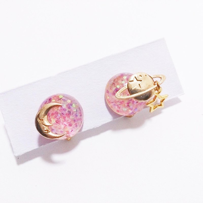 [The moon and the planet] Clip Earring - 耳环/耳夹 - 压克力 