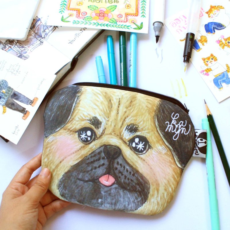 闪亮卖萌狗杂物包 - 化妆包/杂物包 - 其他材质 咖啡色