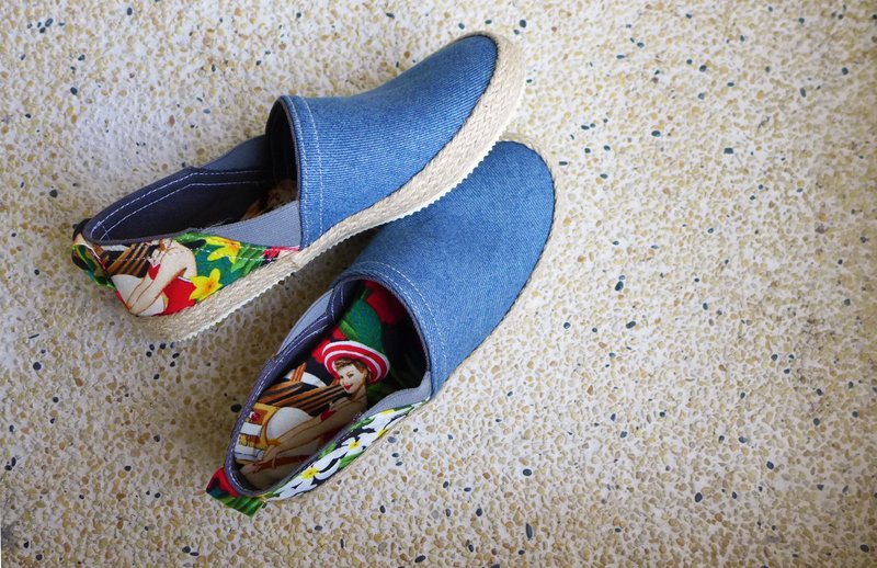 AIKA爱花制作所 手工轻便鞋 - 其他 - 棉．麻 蓝色