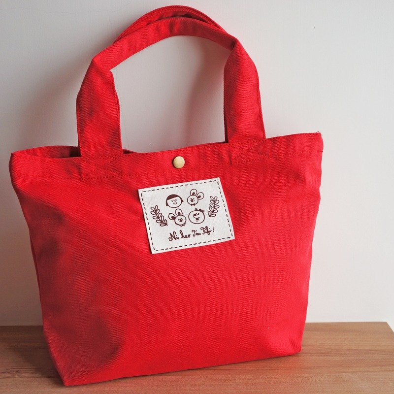 Ni Hao Im FiFi 棉帆布托特包 (布标款) 可肩背/手提 - 红色 - 侧背包/斜挎包 - 棉．麻 红色