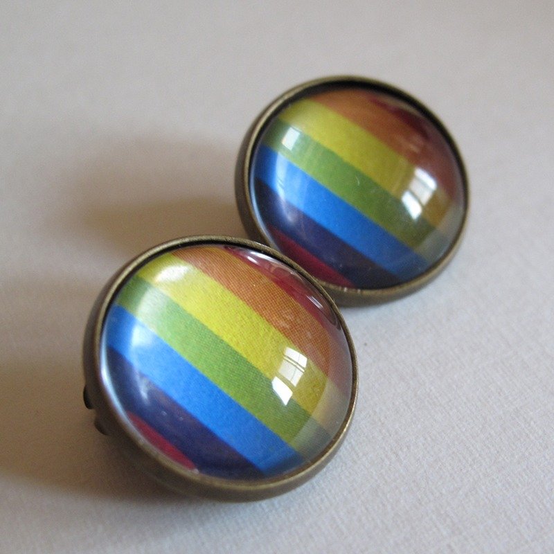 圆形耳夹耳针 - 彩虹 - 耳环/耳夹 - 其他金属 多色