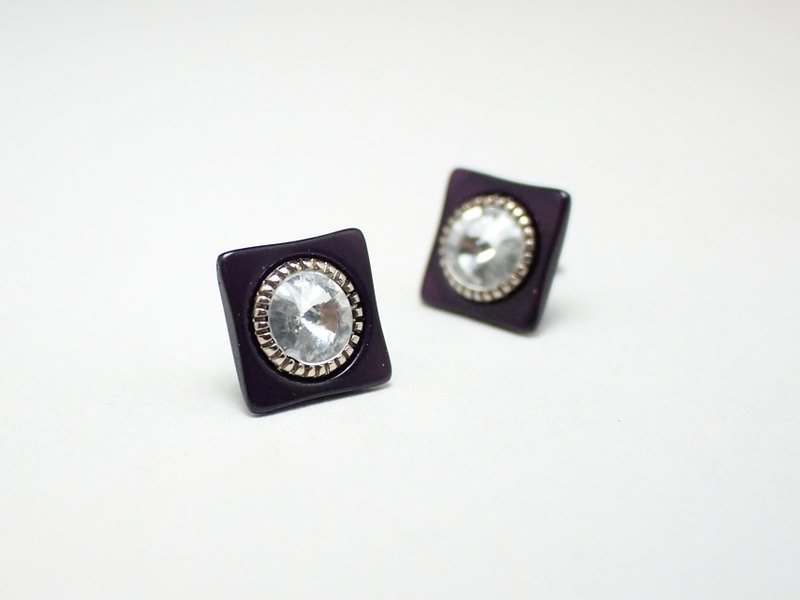 Circle dot 紫色夹心 0030 - 耳环/耳夹 - 塑料 紫色